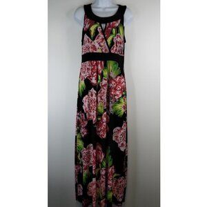 Elie McCarthy Black Floral Maxi Dress Size M